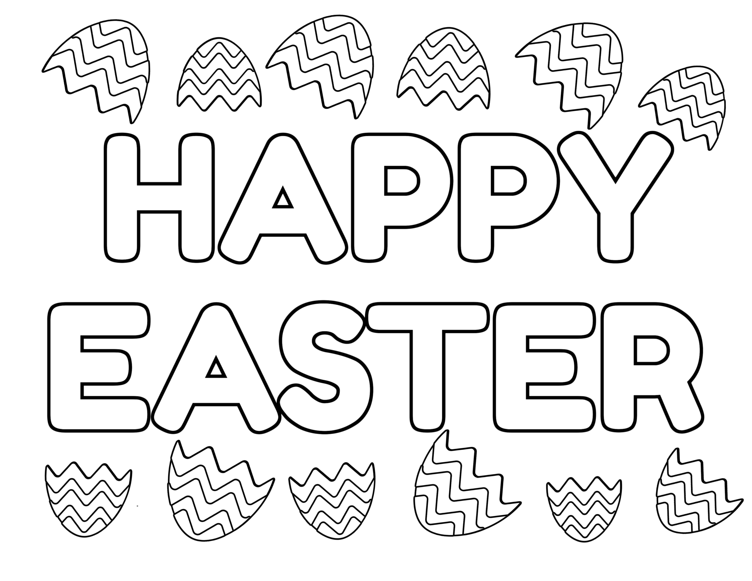 Happy Easter with Cracked Eggs Coloring Pages