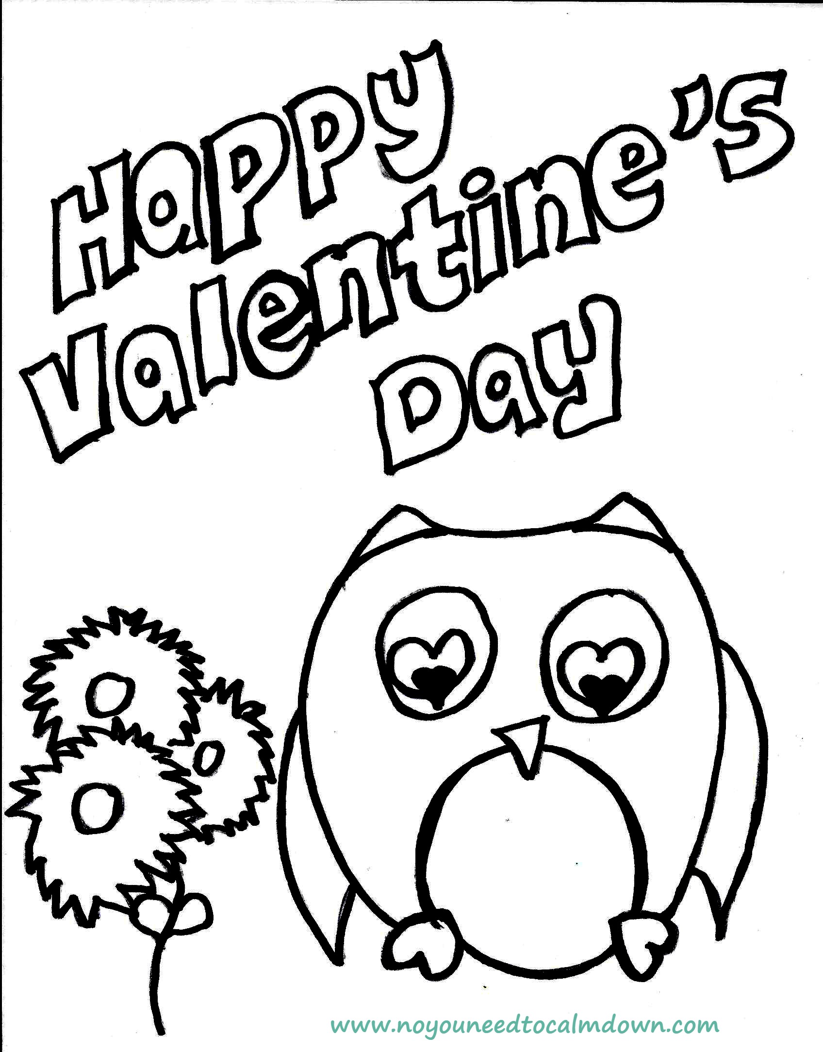 cute owl valentine's day coloring page  free printable
