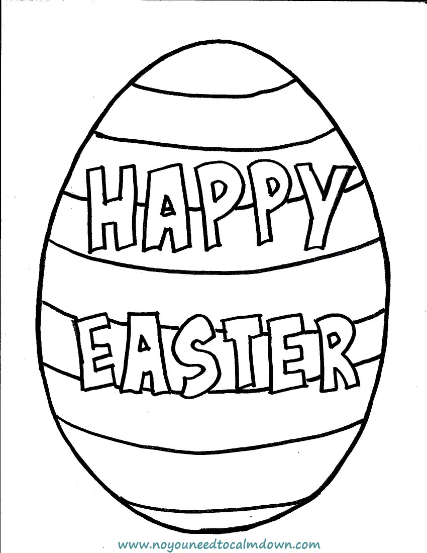 "Happy Easter" Egg Coloring Page for Kids - Free Printable ...