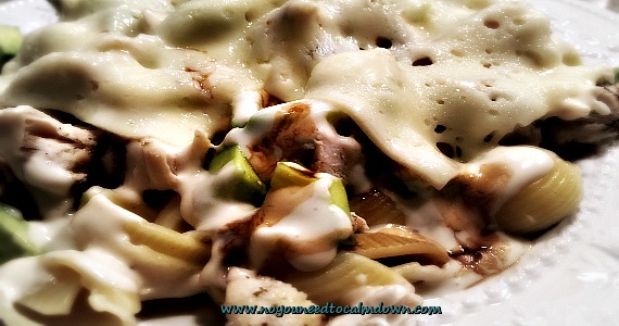 balsamic chicken alfredo with avocado and havarti